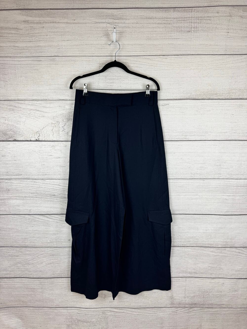 COS Women's Navy Knit Wide Leg Cargo Trousers Size 6